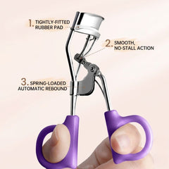 Eyelash curler with labeled features- Pastel eyelash curler makeup accessory