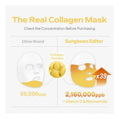 Comparison of collagen content between 'Other Brand' and 'Sungboon Editor' collagen masks.-SUNGBOON Deep Collagen Niacin-Vita C Brightening Mask Pack-THE COSMETIC STORE NZ