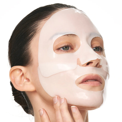 Person wearing a white face mask -SUNGBOON EDITOR Deep Collagen Hyalu-B5 Hydrating Mask 4ea-THE COSMETIC STORE NZ
