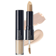Color swatch of the SAEM Cover Perfection Ideal Concealer Duo 01 Clear Beige showing stick and liquid formulas