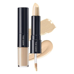 Color swatch of the SAEM Cover Perfection Ideal Concealer Duo 1.5 Natural Beige liquid and cream formulas