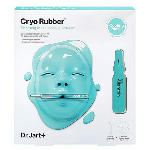 Dr. Jart+ Cryo Rubber Soothing Mask packaging with a cooling mask and serum -Dr. Jart Cryo Rubber™ Soothing Face Mask with Allantoin | THE COSMETIC STORE 