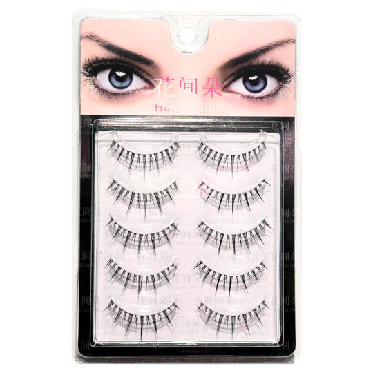 HuaJianDuo Little Devil Series – Transparent Band Full Strip False Eyelashes 5 Pair | Little Devil Style | Full Strip Lash [ Buy 1 Get ! Free]