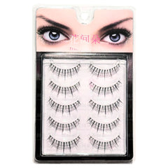 Pack of false eyelashes with a model wearing them on a white background