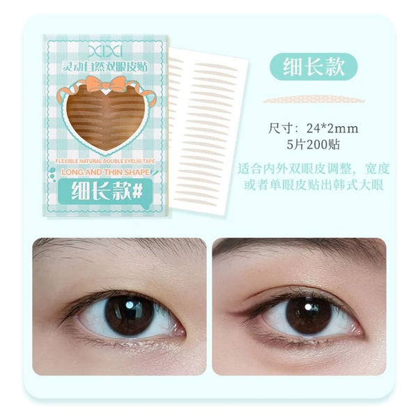 Flexible Natural Double Eyelid Tape- Long & Thin Shape 200 Tapes