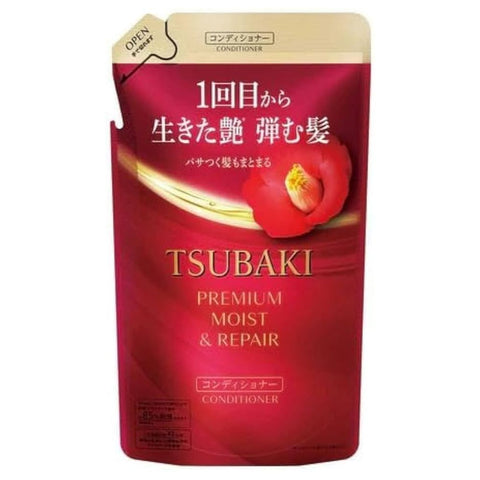 Red Tsubaki conditioner packaging with a white background