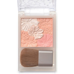 CANMAKE Glow Fleur Cheeks Blend Type -B01 Cotton Coral-Makeup product with floral design and brush