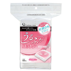 Package of Cotton Labo cotton swabs with pink label on a white background