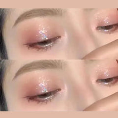 Close-up of a person's eye with glittery makeup