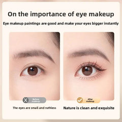 Before and after eye makeup comparison with text on the importance of eye makeup.