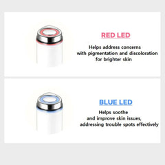 Age-R Booster Pro Mini White- Mother’s Day BOGO Set [Buy 1 get 1 Free]-Two LED devices with red and blue lights on a white background, labeled for skin care benefits.