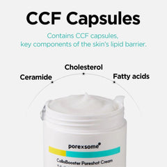 Porexsome CollaBooster Poreshot Cream with CCF capsules and skin barrier components 