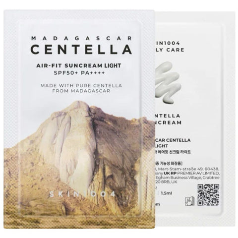 SKIN79 Madagascar Centella Air-Fit Suncream Light packaging with mountain and product image.