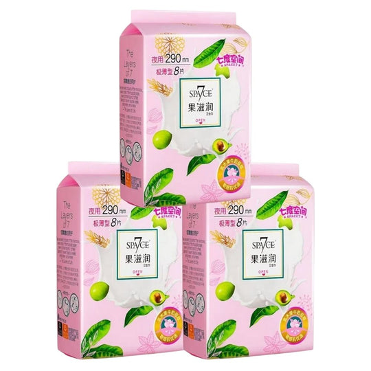 Moisturising Night Sanitary Pads with Wings 290mm – Ultra Thin 8 Pieces x 3 [ 24 Count Bundle Sale]