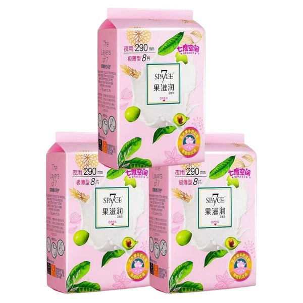 Moisturising Night Sanitary Pads with Wings 290mm – Ultra Thin 8 Pieces x 3 [ 24 Count Bundle Sale]