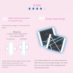 Product packaging with text on a pink background