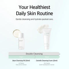 Pure Glow Essentials Set (Bean Cream 15ml + Bean Cleansing Oil 20ml + Bean Essence 20ml + Centella Cleansing Foam 20ml + Centella Toner 30ml)