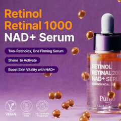 Close-up showing the unique dual-layer formula of Purito Retinol Retinal 2000 NAD+ Serum before being shaken to activate.