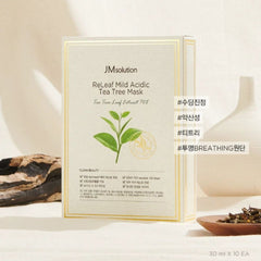 JM Solution ReLeaf Mild Acidic Tea Tree Mask packaging on a neutral background