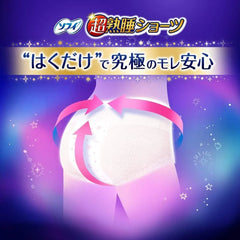 Sofy overnight sanitary pants showing 360 degree leak proof core and flexible waistband stretch