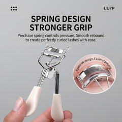 Beginner using UUYP L-B005 eyelash curler to achieve a sunflower lash lift effect