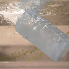 Clear plastic bag with text 
