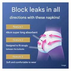 Laurier Ultra Block Until Morning Secure Panty Pads Super Absorbent M-L Size 48cm 5 Pieces