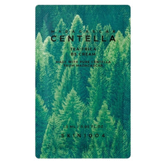 Product packaging with green forest design and text about Madagascar Centella tea trica BS cream.- skin1004 Madagascar Centella TA-TRICA B5 CREAM Sachet 1.5ml-THE COSMETIC STORE NZ