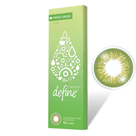 DEFINE 1 DAY CONTACT LENS #FRESH GREEN 10P - ACUVUE - The Cosmetic Store New Zealand