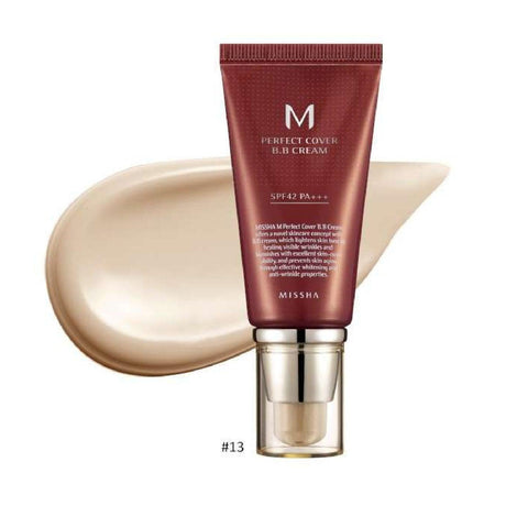 M PERFECT COVER BB CREAM SPF42 PA+++ -#13 BRIGHT BEIGE - MISSHA - The Cosmetic Store New Zealand